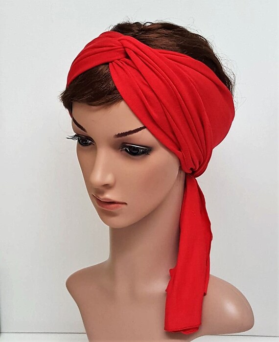 Red Head Scarf Ultra Long Hair Scarf Hair Tie Red Headband Etsy