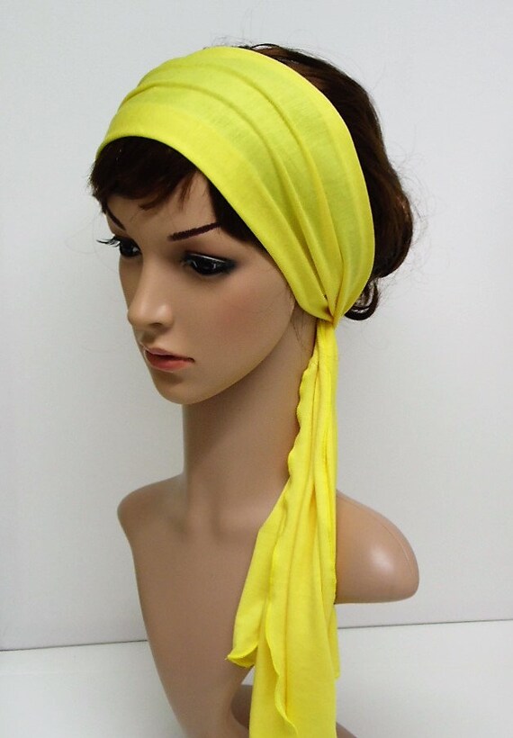 Yellow Headband Yoga Head Scarf Stretchy Viscose Jersey Hair Etsy