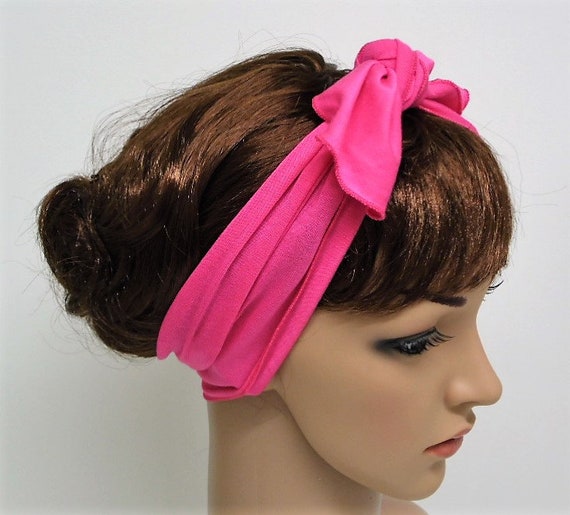 Pink Headband Tie Up Head Scarf Hair Tie Viscose Jersey Etsy