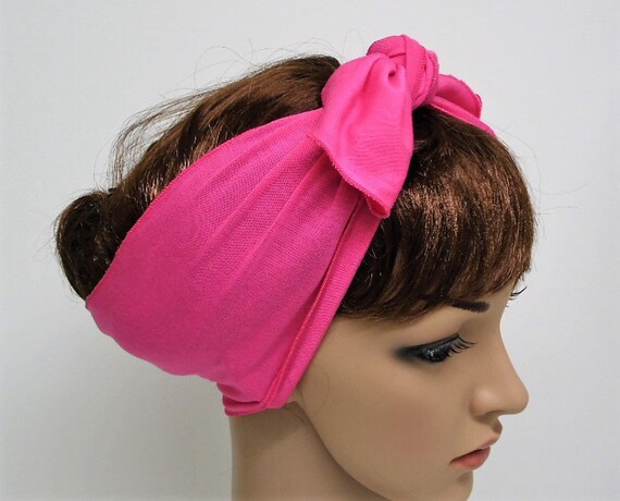 Pink Headband Tie Up Head Scarf Hair Tie Viscose Jersey Etsy