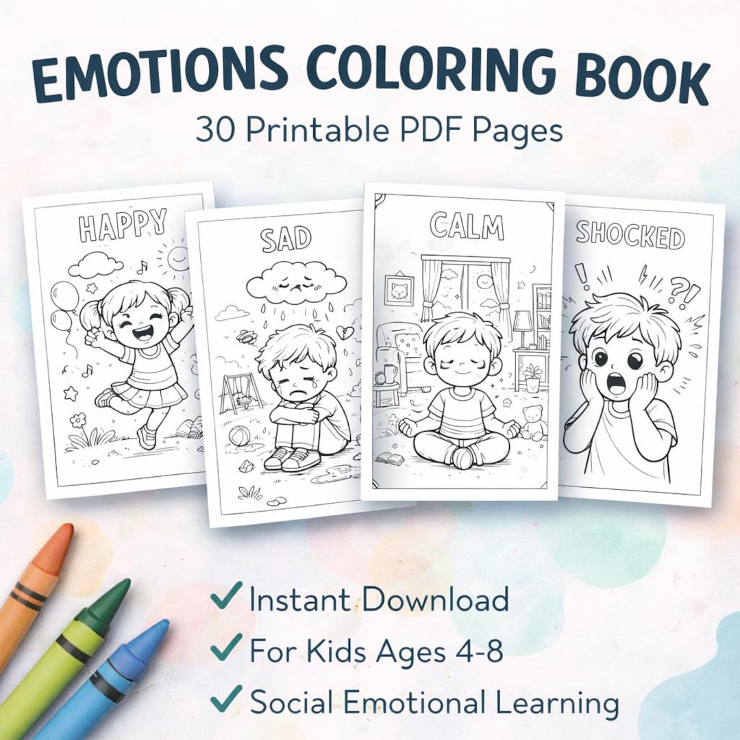 Emotions Coloring Book for Kids – Feelings Printable PDF – Social ...