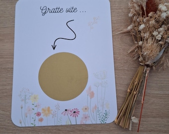 Carte à gratter / Annonce mariage / Bon pour / Annonce grossesse / Cadeau noël / pacs / mariage / carte personnalisée