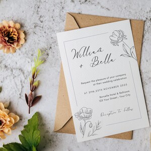 Editable Wedding Invitation Template Bundle with QR Code, Minimalist Invitation Suite, RSVP Card, Details Card, Printable Wedding Templates
