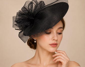 Derbyhut für Damen, Fascinator aus Organza mit Blumenmuster, Haarband für Teepartys, Haarschmuck für Hochzeiten und Cocktailpartys