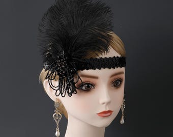 1920er Jahre Pfauenfeder Kopfschmuck, Gatsby Kostüm Haarband