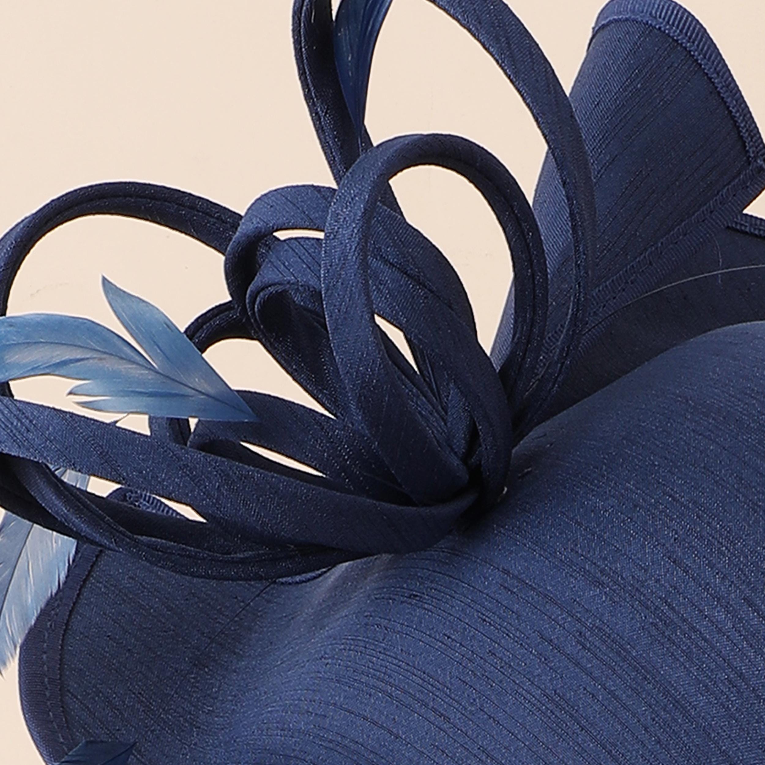 Vintage Derby Fascinator Hat with Feathers - Handmade Linen Wedding Tea Party Tea Party Fascinator Hat: Womens Derby Hat Multi... From  main image 2