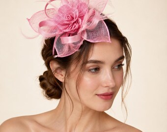 Damen-Fascinator-Hut mit Blumen und Federn, Vintage-Haarreif für Hochzeiten