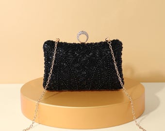 Vintage Perlen Pailletten Abendtasche - 1920er Gatsby Party Handtasche
