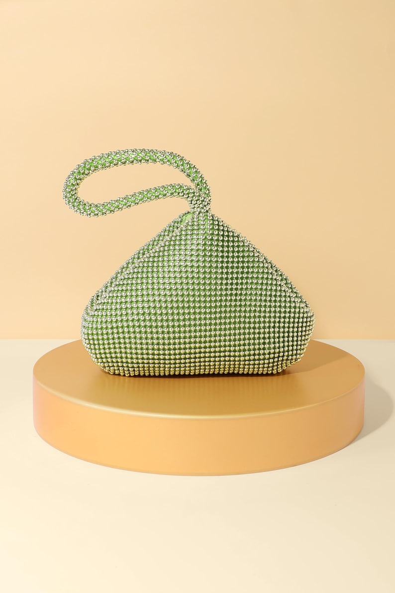 Handtas met kralen uit de jaren 1920 – Vintage art-deco avondtasje met lovertjes en kralen Groen