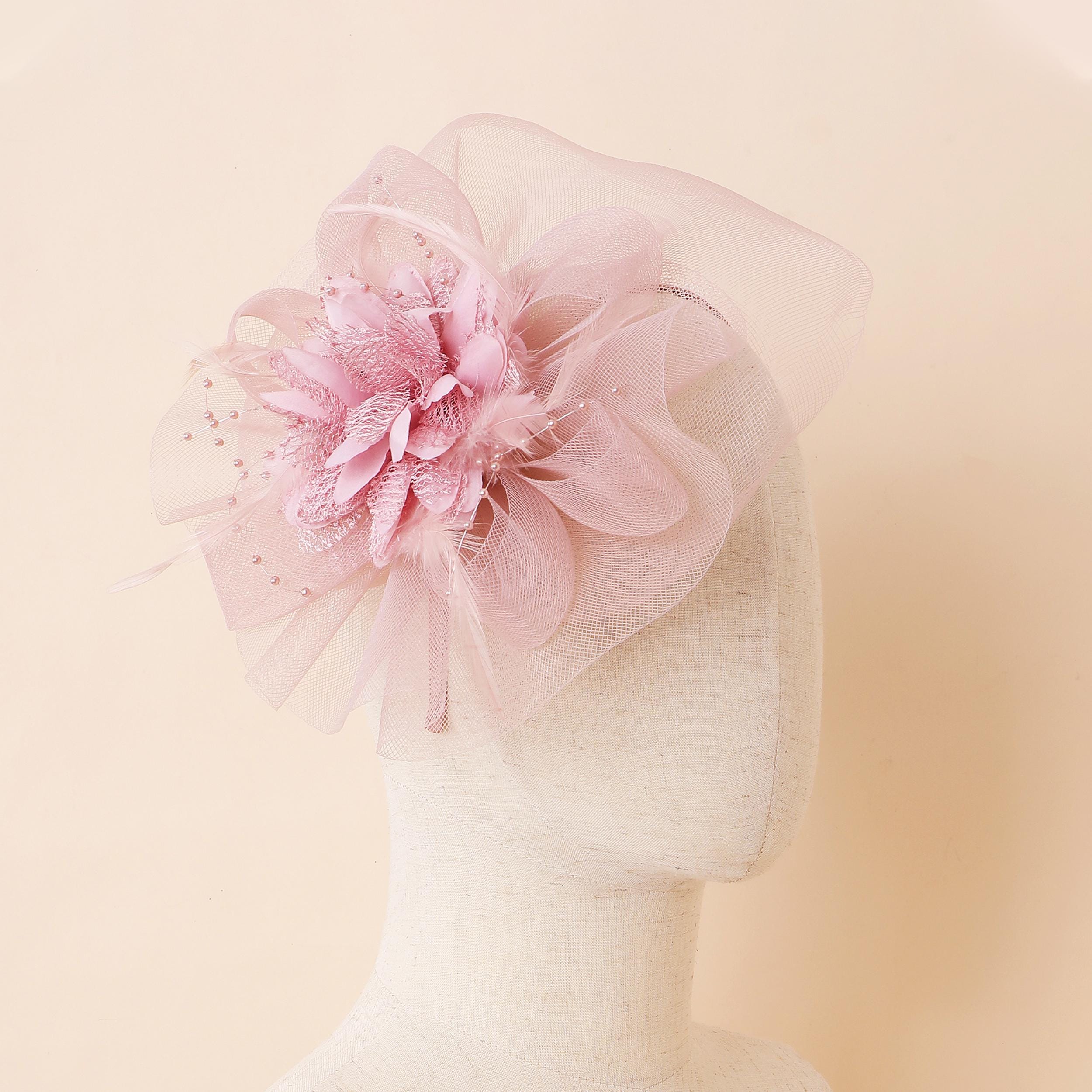 Mesh Flower Fascinator Hat – Kentucky Derby, Bridal Wedding 