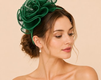 Sinamay Fascinator Headband for Women, Kentucky Derby Headpiece, Elegant Wedding Guest Hair Accessory