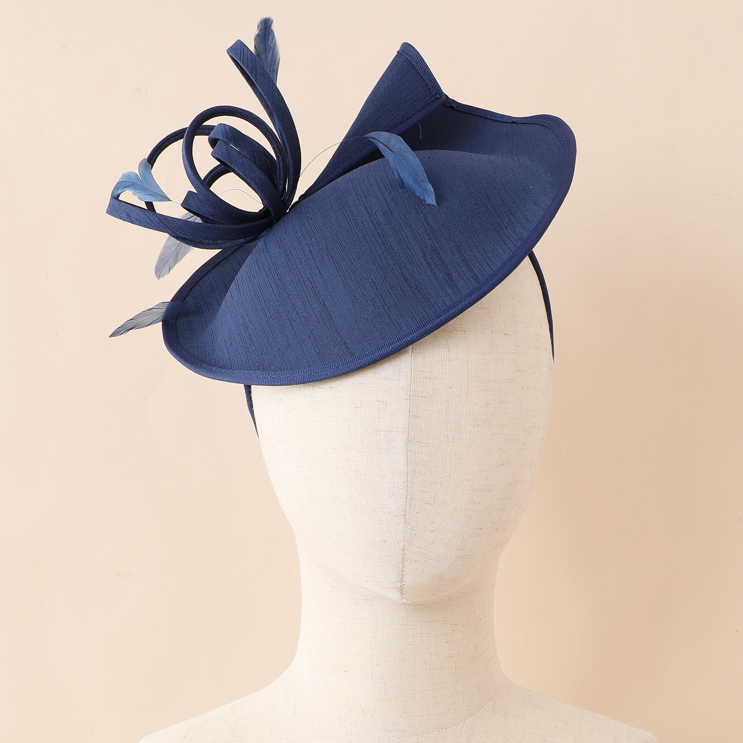 Vintage Linen Feather Fascinator Derby Hat Handmade Tea Party Church Wedding BiFandian Fascinators Hat for Women, Fancy Tea Party Hats  main image 2