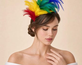 Damen-Federfascinator, Kopfschmuck im Kentucky-Derby-Stil, Vintage-Gatsby-Stirnband für Hochzeiten, Teepartys und Cocktailpartys