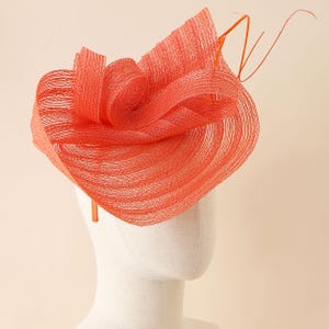 Striking Curved Fascinator Hat- Derby Tea Party Wedding Hat with Sculpted Ribbon Detail