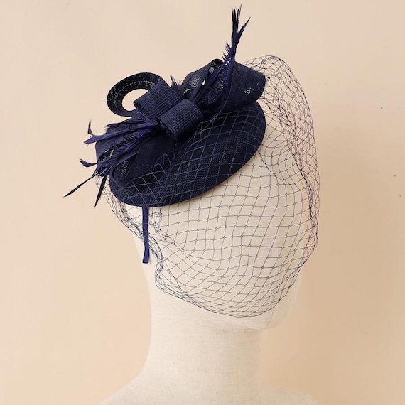 Fascinator Hat for Women – Veil Feather Hair Clip for  display picture 1