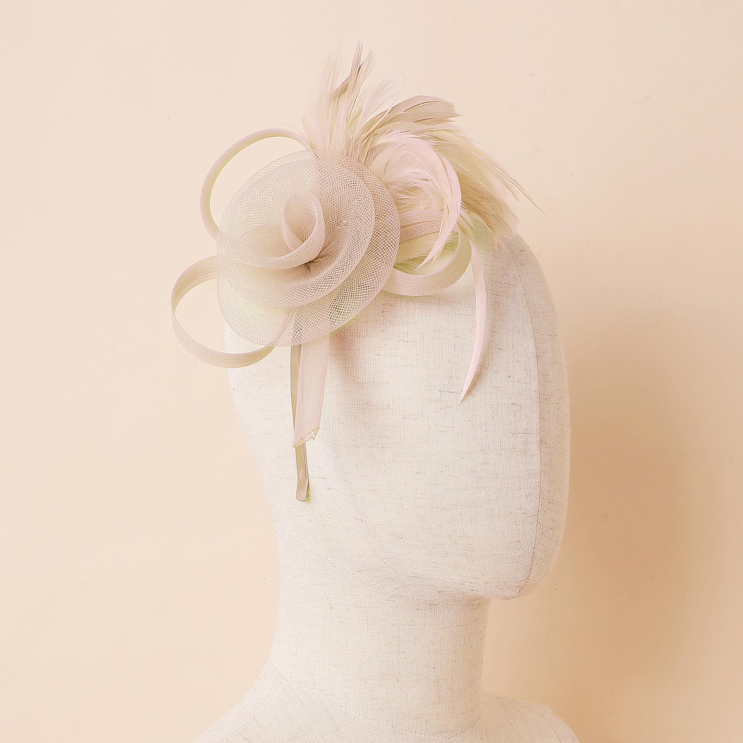 Derby Fascinator Hat with Feathers Chic Tea Party Headpiece Tulle Mesh Bow Fascinator Hat for Women, Kentucky Derby Tea Party Hat  main image 3