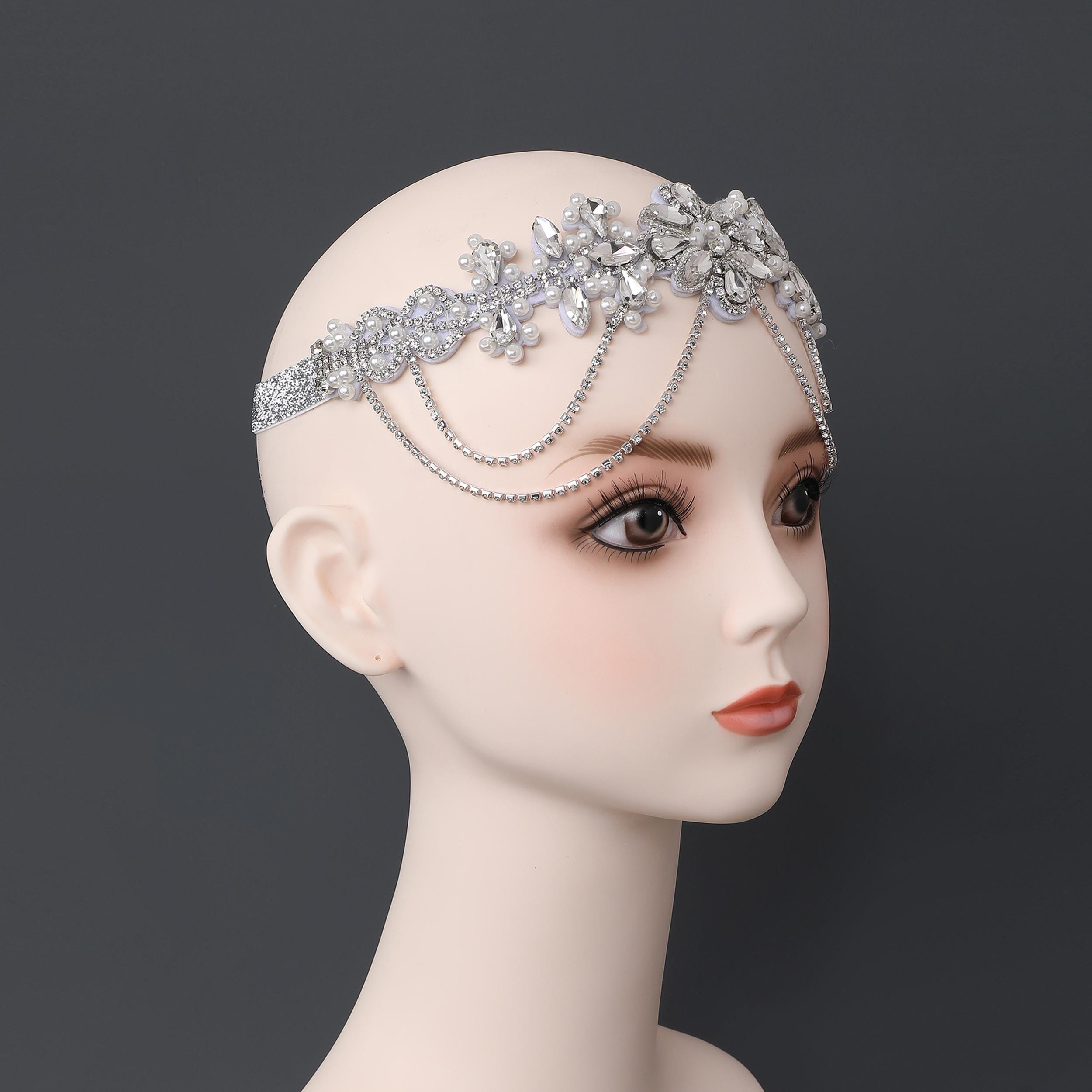 1920s Flapper Headpiece – Rhinestone Gatsby Headband  display picture 1