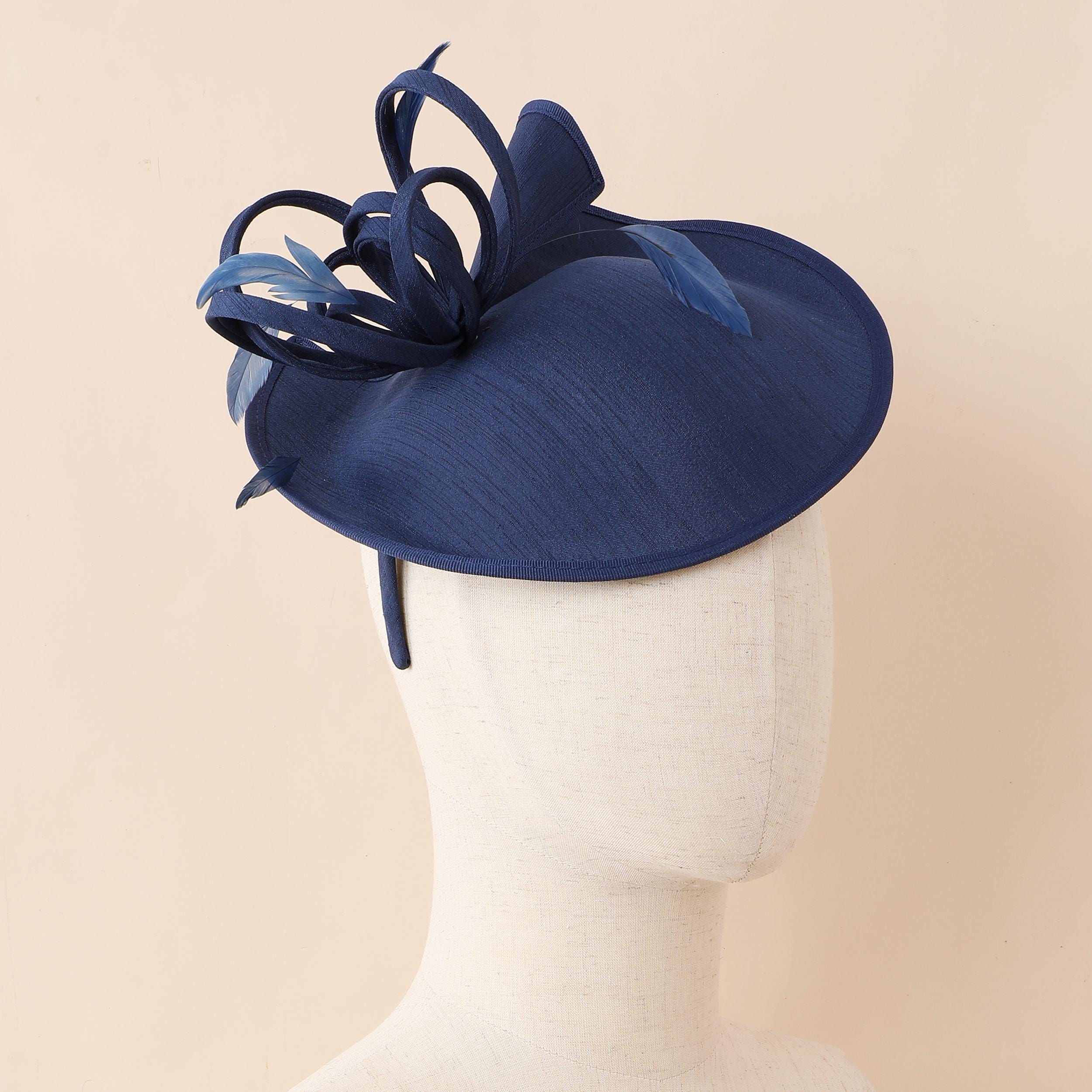 Handmade Linen Derby Fascinator Hat with Feathers for Weddings Tea Parties M937( Ivory Taupe hat ) Kentucky Derby hat Wedding hat  main image 2