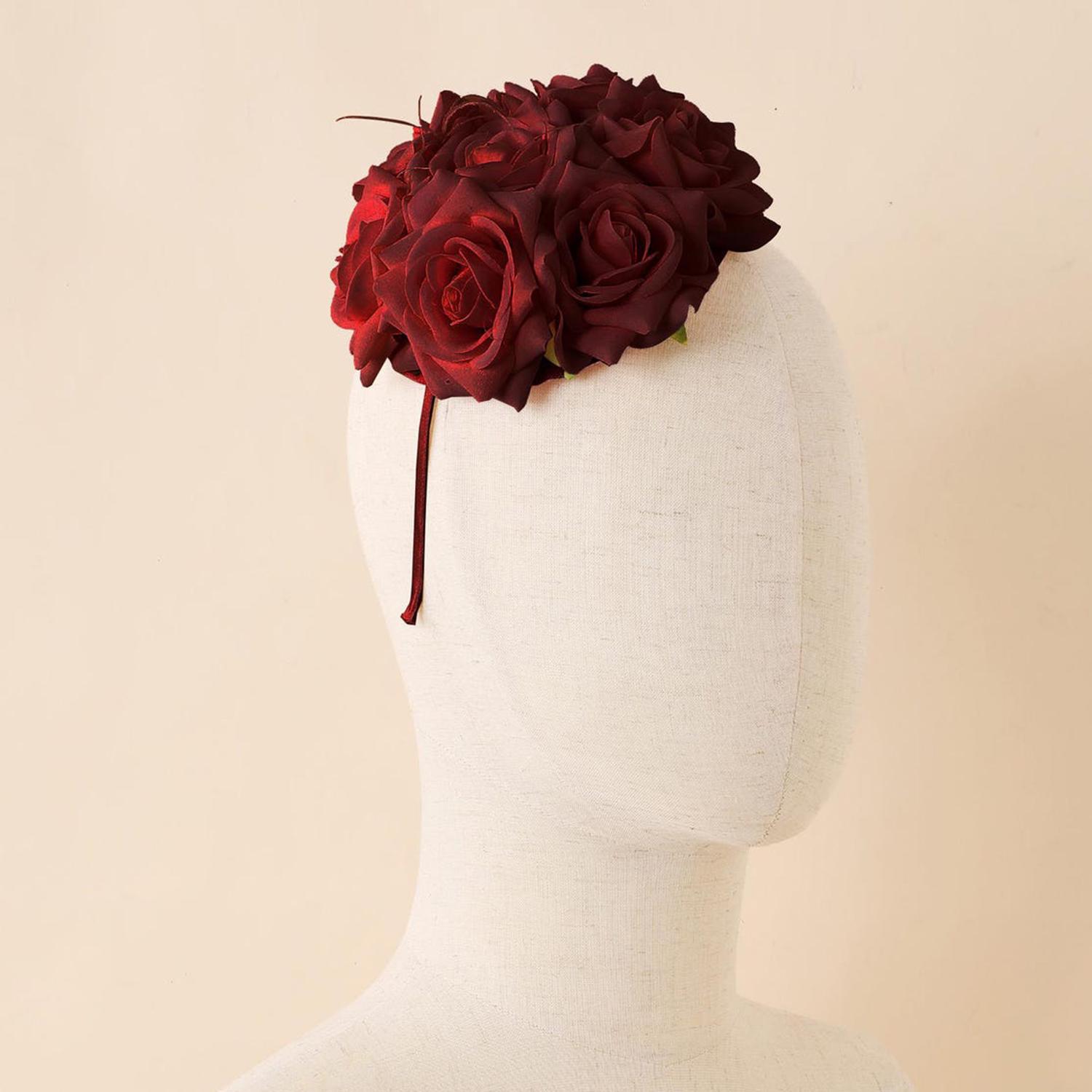 Floral Fascinator Headband with Detachable Rose and Feathers for Special Shop Fascinator Hat - Feather Floral Fascinator | BABEYOND main image 2