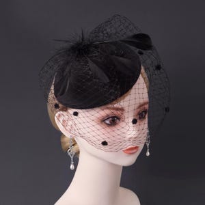 Vintage Pillbox Hat Veil Black - Etsy display picture 3