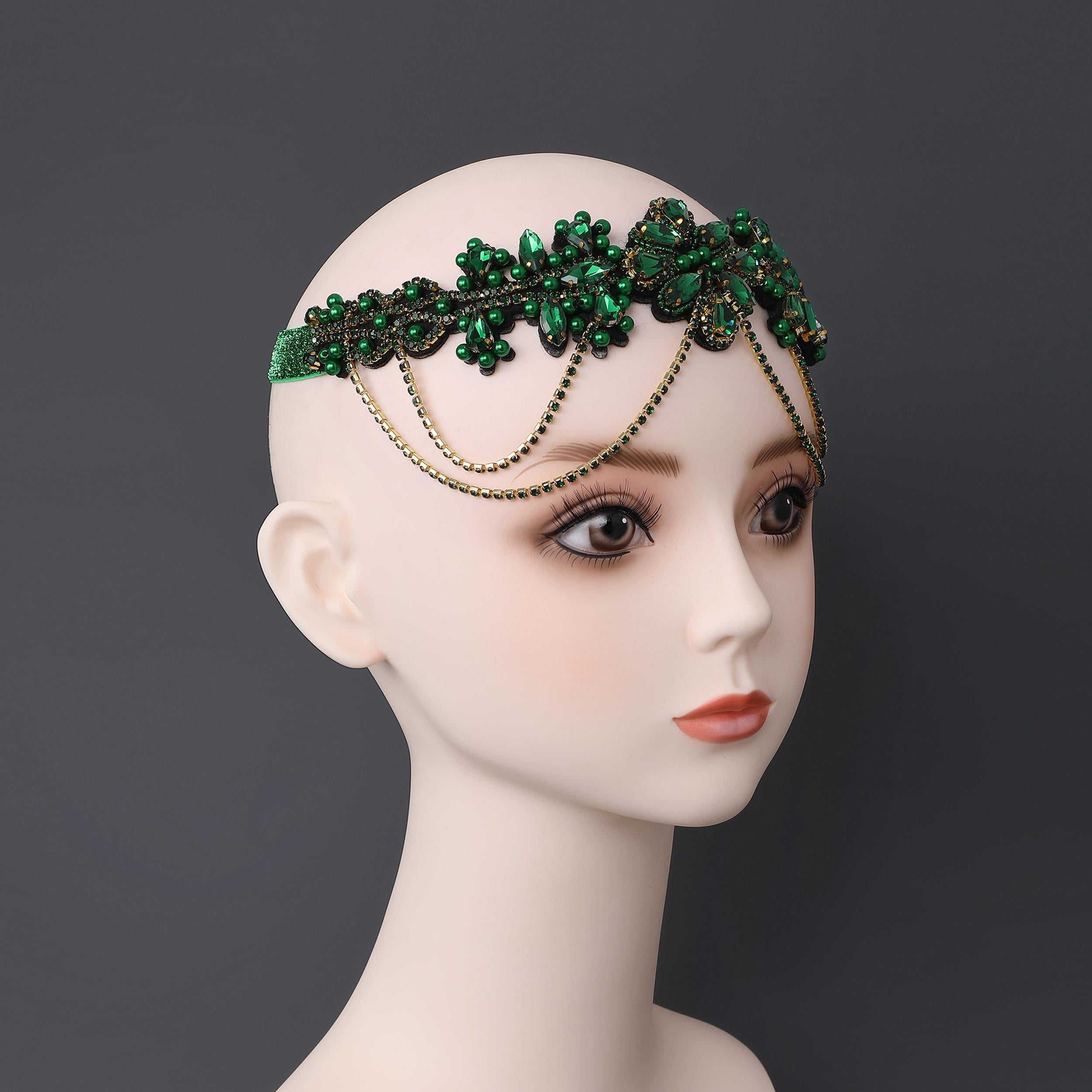Roaring 20s Crystal Rhinestone Flapper Cap Headpiece Jewelry Vintage Ins… VIJIV 1920s Flapper Headpiece | Great Gatsby Crystal  main image 3
