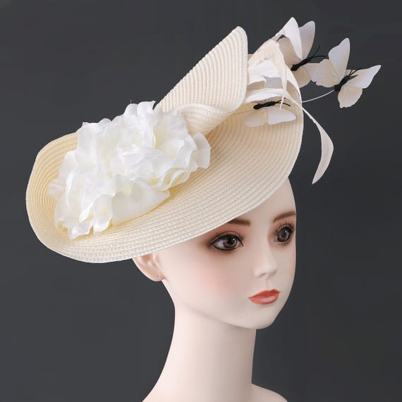 Wide Brim Fascinator Hat – Butterfly & Flower Tea Party  display picture 2