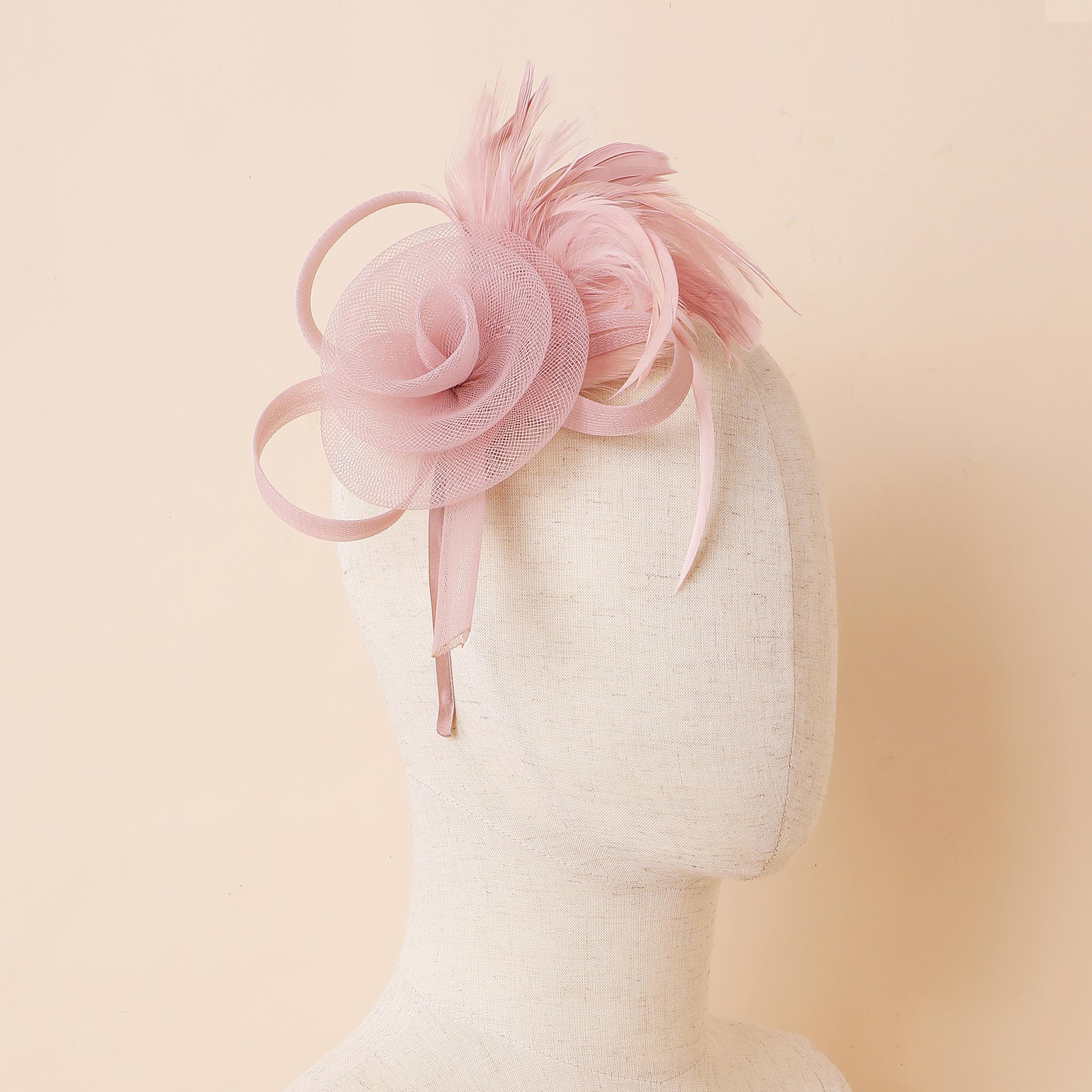 Feather Tulle Fascinator Headband for Kentucky Derby Wedding Tea Party Women Pillbox Hat Fascinator Tea Party Kentucky Derby  main image 3
