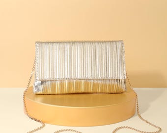 1920er Strass Clutch Abendtasche - Plissee Klappe Glitzer Glitzer Dreieck Geldbörse