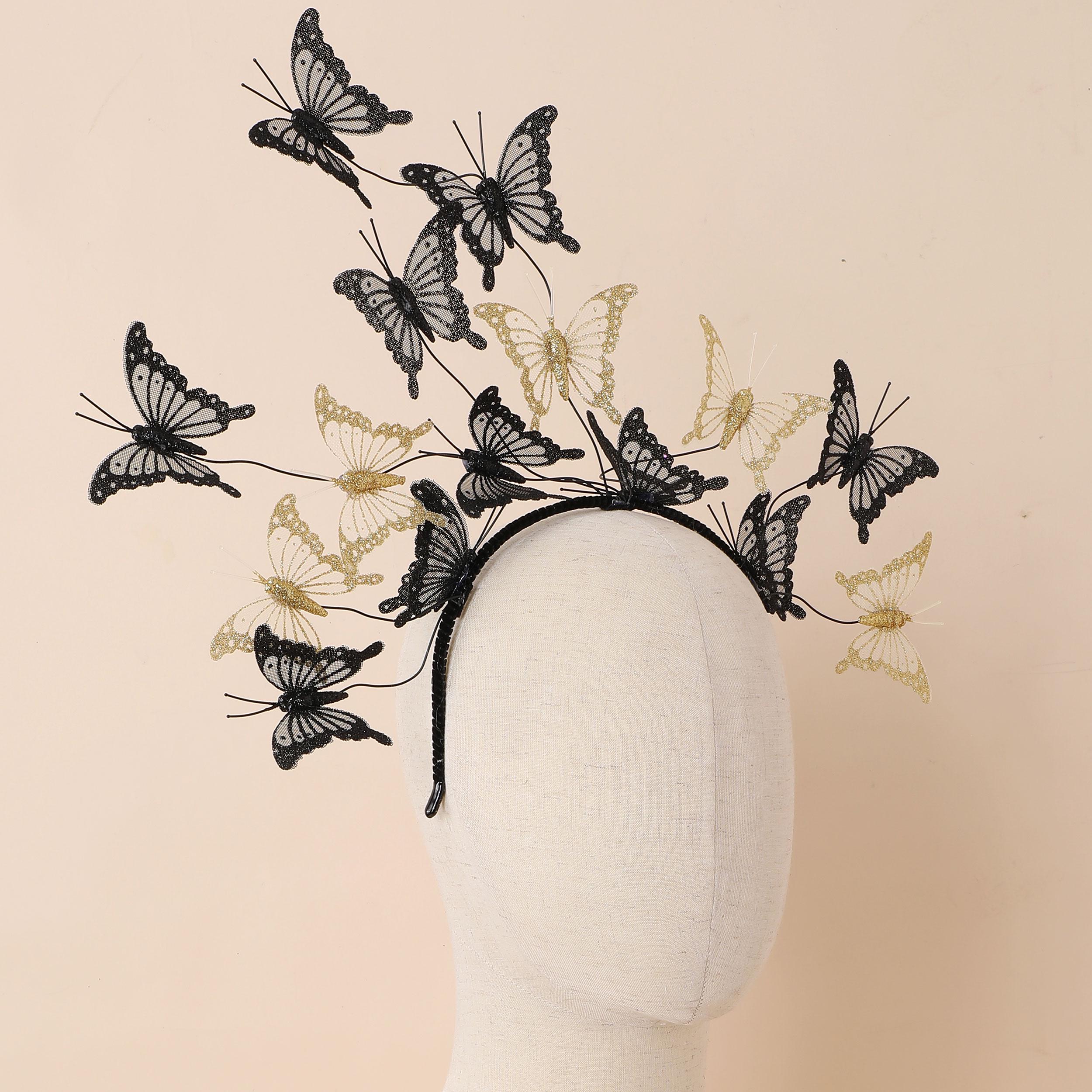 Butterfly Fascinator Headband Boho Style Derby Party Woman Accessory Butterfly Fascinator Hat – Boho Style Derby Headpiece With  main image 3
