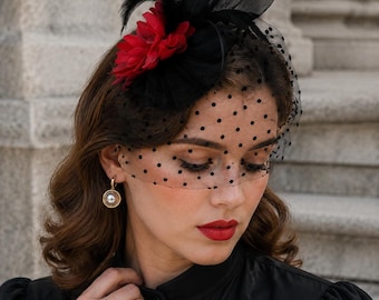 Fascinator-Hut für Damen, Kentucky Derby Fascinator, Haarspange mit Feder für Hochzeiten und Cocktailpartys