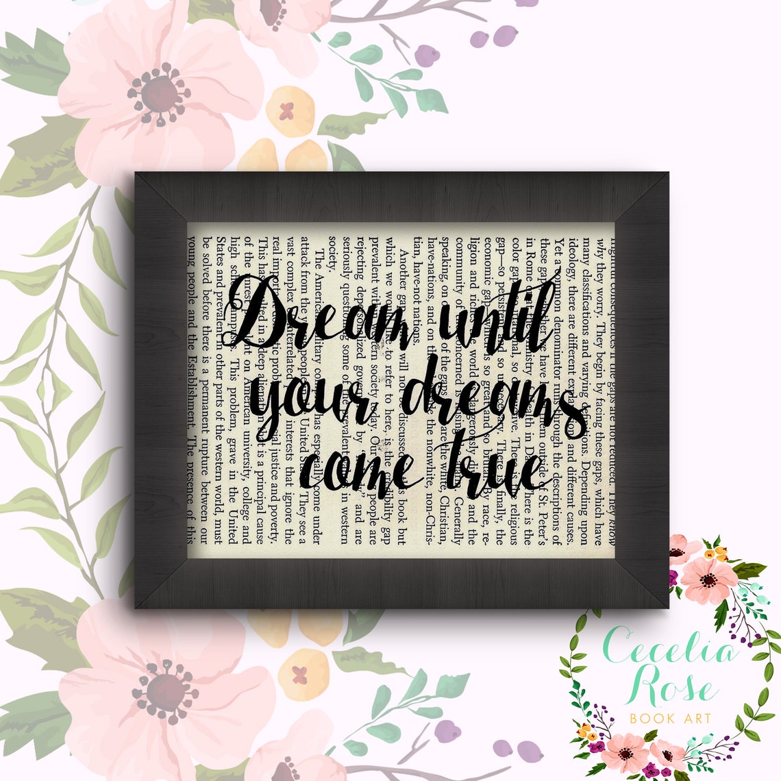 Dream Until Your Dreams Come True Vintage Book Art Print