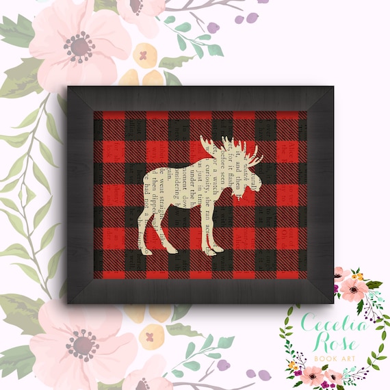 Buffalo Plaid Moose Silhouette