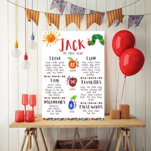Póster de cumpleaños de La Oruga Hambrienta / Plantilla editable de Canva / Recuerdo imprimible para fiestas o accesorio para fotos imagen 4
