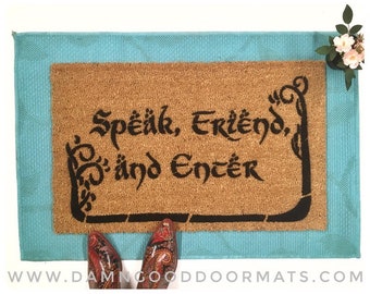 Tolkien Speak Friend And Enter Geek Funny Doormat Nerd Gift Etsy