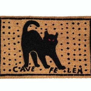 Paillasson chat Felem de Cave | Tapis de bienvenue latin drôle d'Halloween
