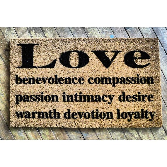 Love Definition Cute Sweet Doormat Mantra Loyalty Eco Friendly Housewarming Wedding Anniversary Door Mat Handpainted Doormatt New House Gift
