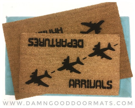 Arrivals departures aviation hello goodbye funny door mat | Etsy