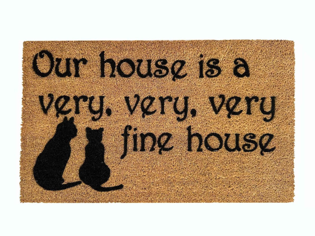 Cat Lover Coir Doormat: Very Fine House Music Quote