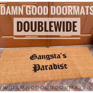 Promotional graphic for an all natural, sustainable, eco-friendly coir doormat made by Damn GoodDoormats