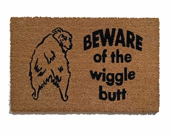 beware of the Wiggle Butt Australian Shepard dog funny doormat dog lover housewarming welcome doormatt new house gift