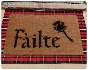 Irish Welcome Doormat: Thistle and Harp Design, Eco Friendly