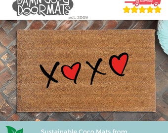 Valentine's Heart XOXO Doormat | Valentine's Day Welcome Mat | Heart Rug | Spring Door Mat Decor | Front Porch Decor | Cute Doormat