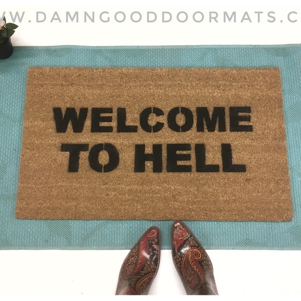 Welcome to Hell Social Distancing Doormat gothic home decor satanist sabrina teenage witch rude  doormatt new house gift