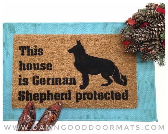 This House Is German Shepherd Protected Shepard Funny Doormat Dog Lover Safety Love Dog Door Mat Doormatt New House Gift
