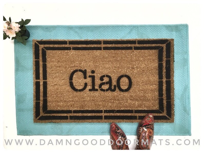 Promotional graphic for an all natural, sustainable, eco-friendly coir doormat made by Damn GoodDoormats