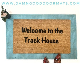 Welcome to the Track House Doormat funny rude bachelor party decor doormatt new house gift obscene mat