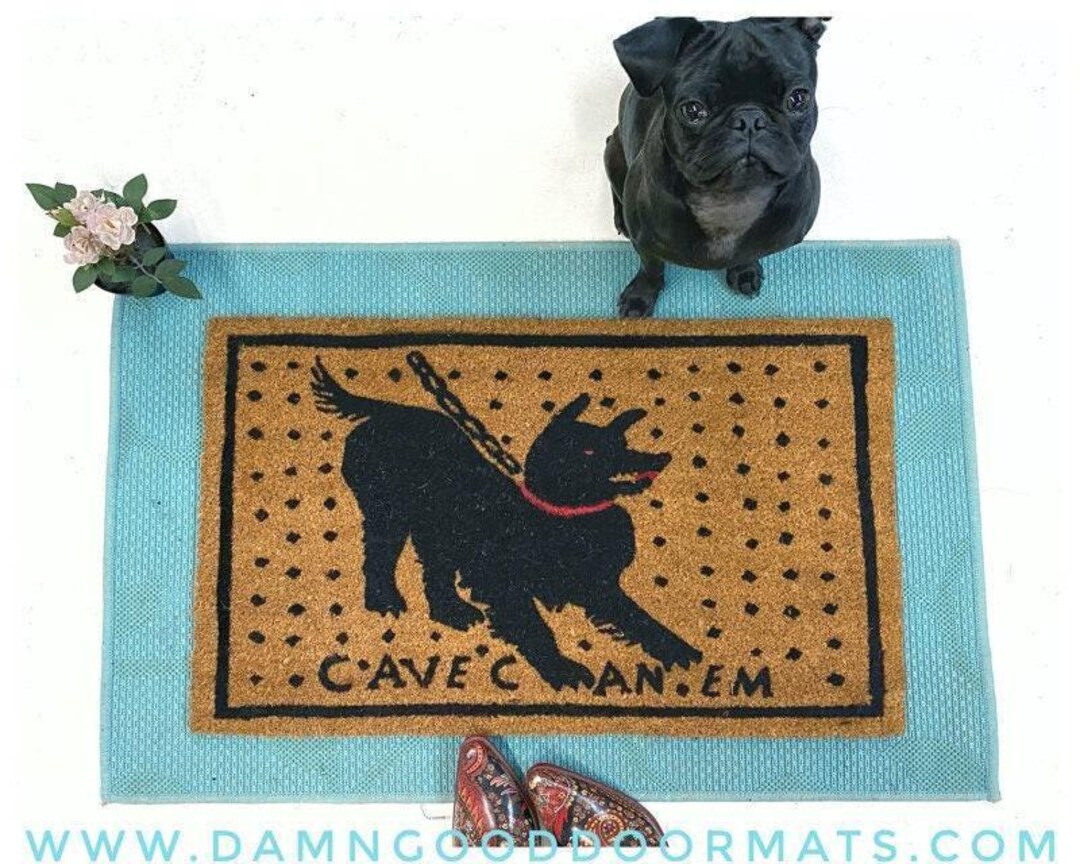Cave Canem | Roman Mosaic Doormat Latin Beware of the Dog Welcome Funny ...