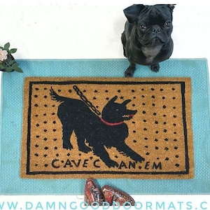 Cave Canem | Roman mosaic  doormat latin beware of the dog welcome funny door mat art history nerd pompeii gift new house gift
