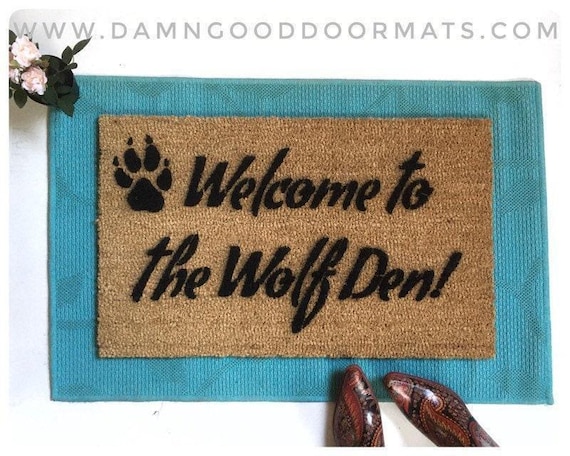 Timber Wolf Cub Doormat - Paw Print Welcome Mat for Outdoors