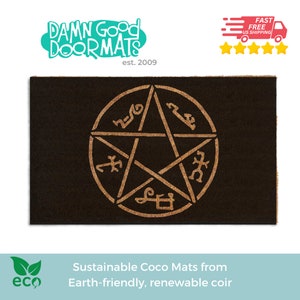 BLACK Devil's Trap Supernatural doormat gothic home decor Pentacle Pentagram Witchcraft satan dark arts halloween samhain O